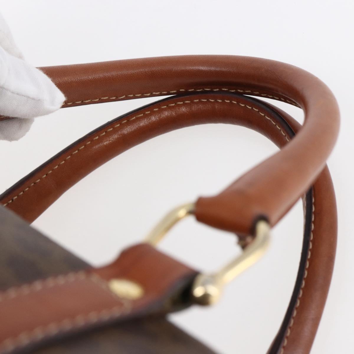 CELINE Macadam Canvas Mini Boston Bag PVC Leather Brown Auth ki6045
