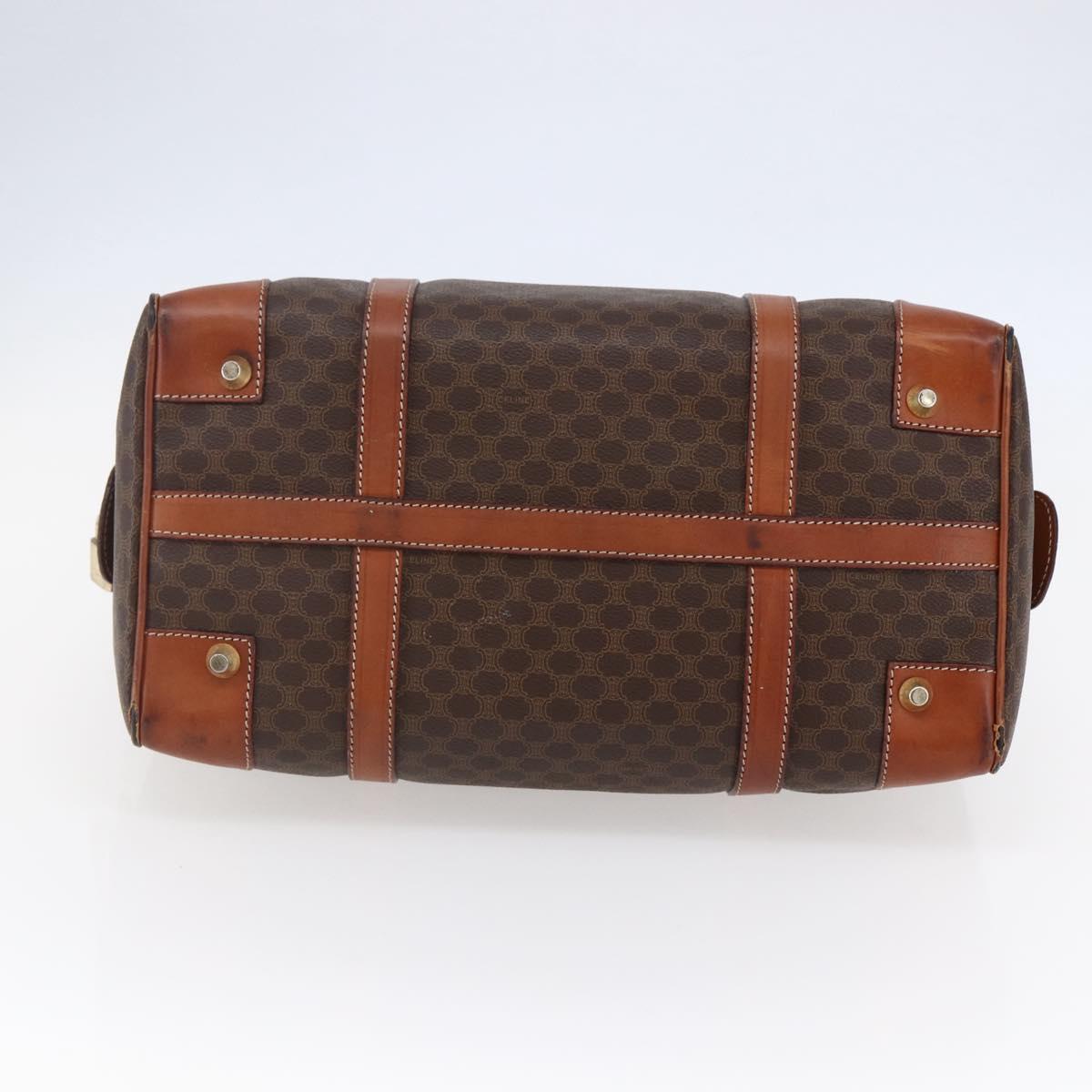 CELINE Macadam Canvas Mini Boston Bag PVC Leather Brown Auth ki6045