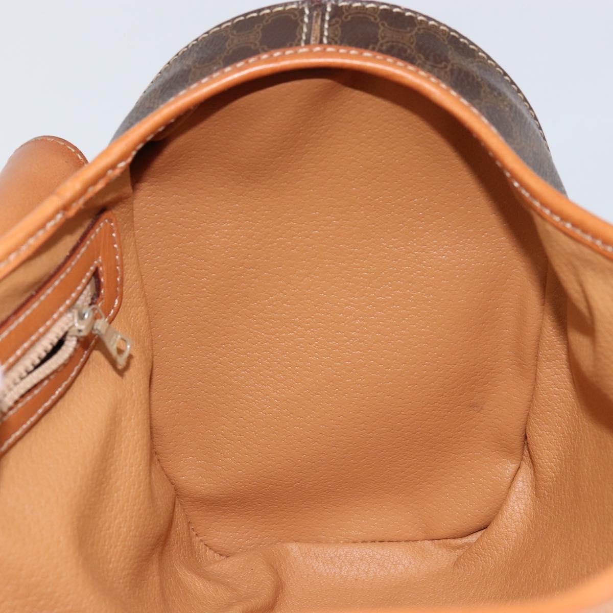 CELINE Macadam Canvas Hand Bag PVC Leather Brown Auth ki6046