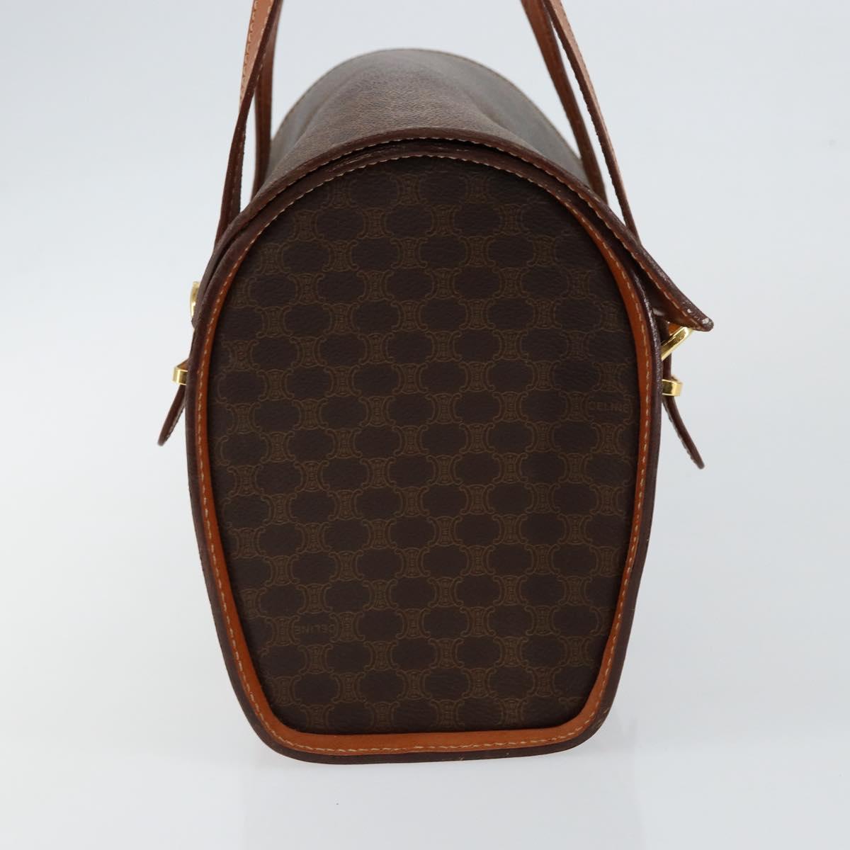 CELINE Macadam Canvas Hand Bag PVC Leather Brown Auth ki6046