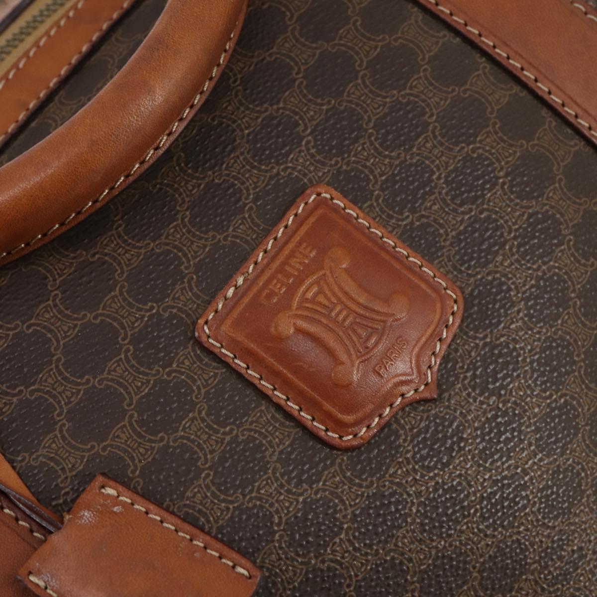 CELINE Macadam Canvas Boston Bag PVC Leather Brown Auth ki6048
