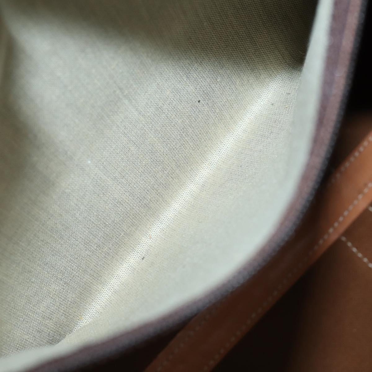 CELINE Macadam Canvas Boston Bag PVC Leather Brown Auth ki6048