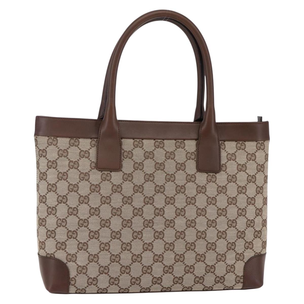 GUCCI GG Canvas Tote Bag Beige Auth ki6049