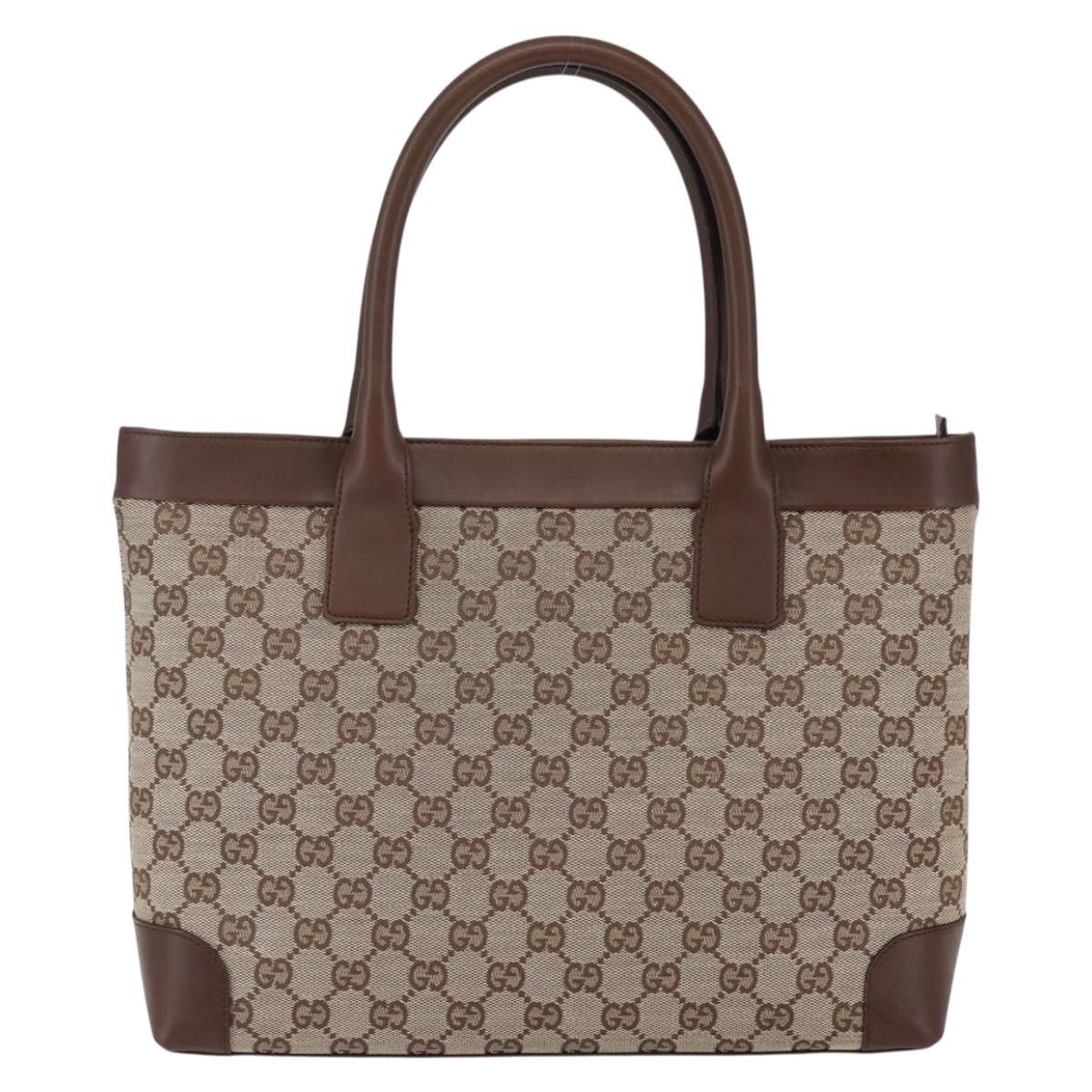 GUCCI GG Canvas Tote Bag Beige Auth ki6049