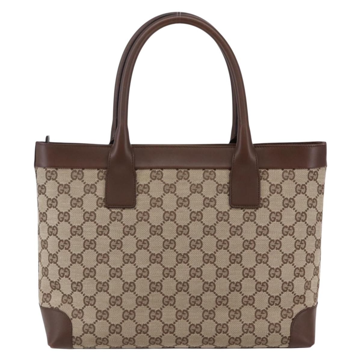 GUCCI GG Canvas Tote Bag Beige Auth ki6049