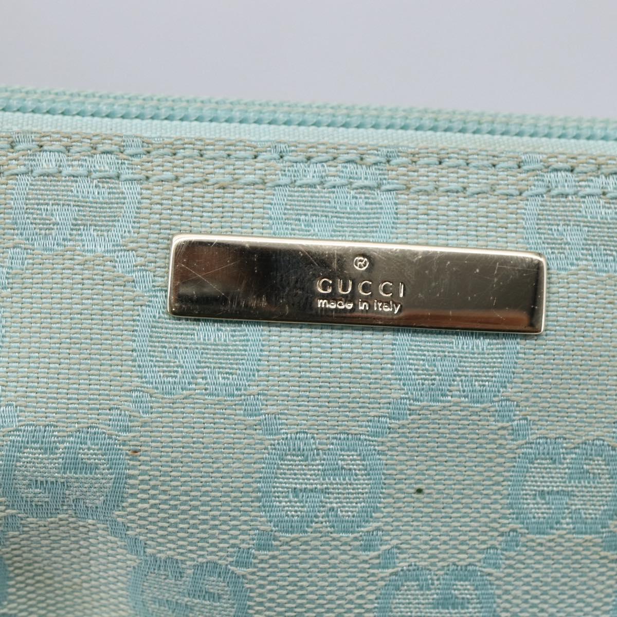 GUCCI GG Canvas Accessory Pouch Light Blue White Auth ki6051