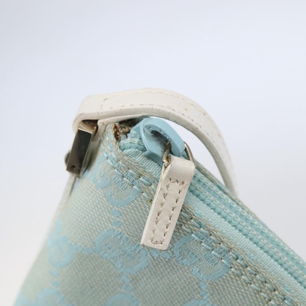 GUCCI GG Canvas Accessory Pouch Light Blue White Auth ki6051