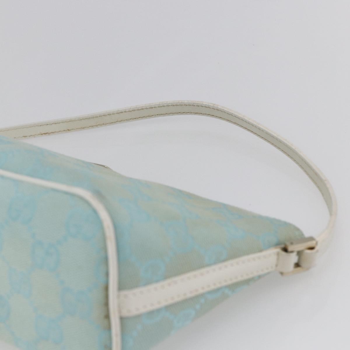 GUCCI GG Canvas Accessory Pouch Light Blue White Auth ki6051
