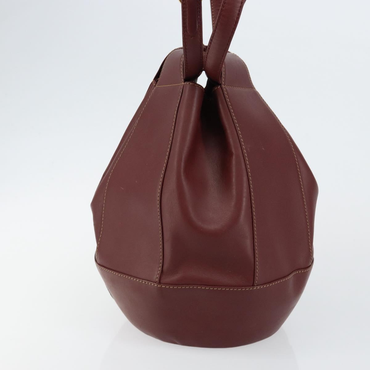 CARTIER Must Line Shoulder Bag Leather Bordeaux Auth ki6052