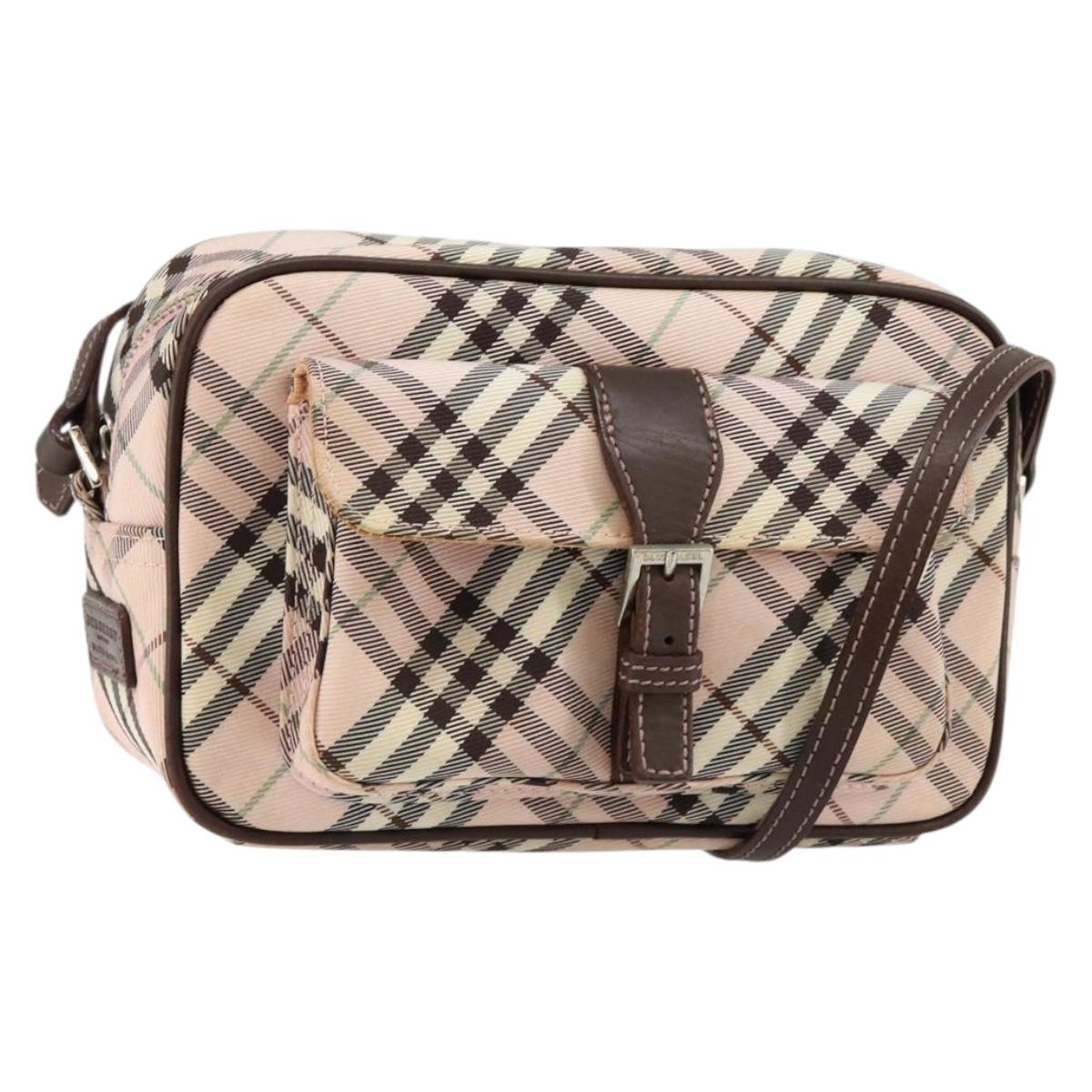 BURBERRY Nova Check Shoulder Bag Canvas Pink Brown Auth ki6053