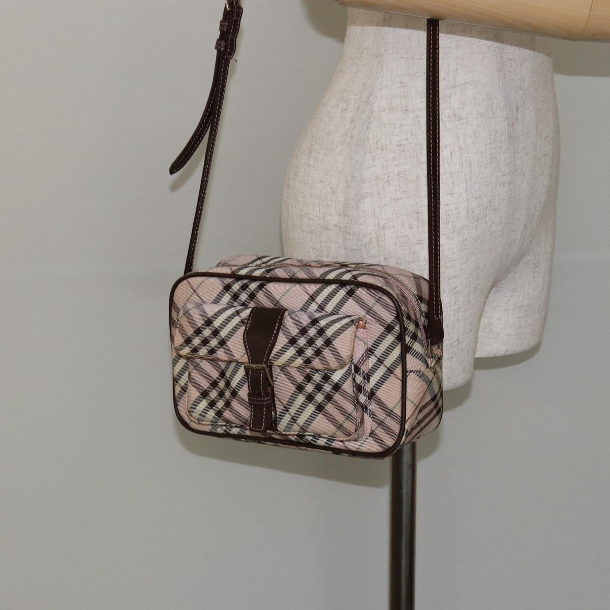 BURBERRY Nova Check Shoulder Bag Canvas Pink Brown Auth ki6053