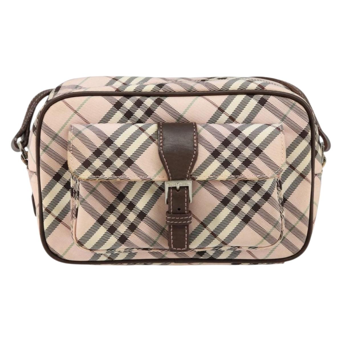 BURBERRY Nova Check Shoulder Bag Canvas Pink Brown Auth ki6053