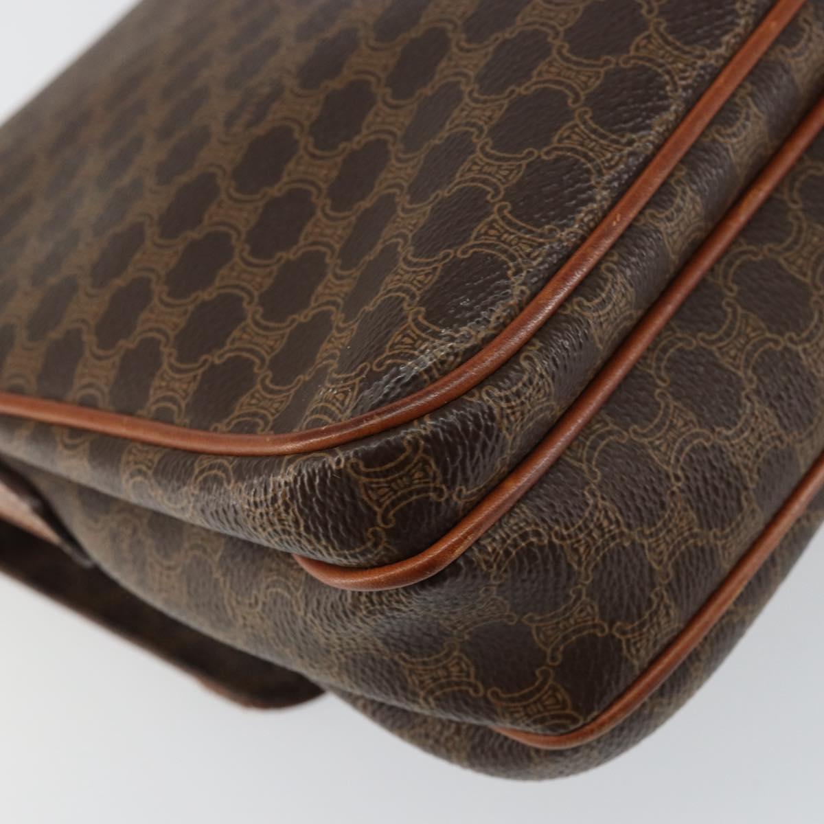 CELINE Macadam Canvas Shoulder Bag PVC Leather Brown Auth ki6056