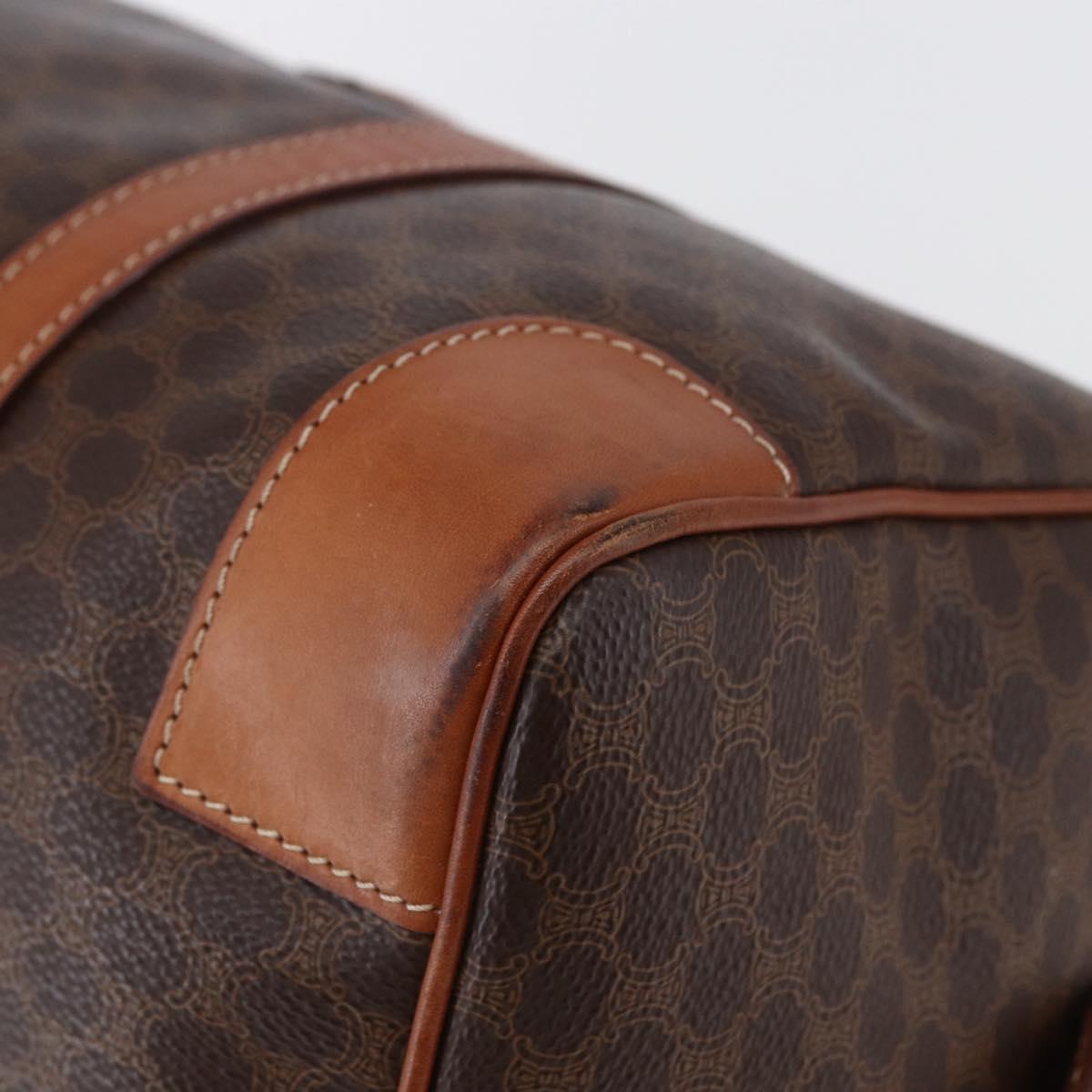 CELINE Macadam Canvas Mini Boston Bag PVC Leather Brown Auth ki6058