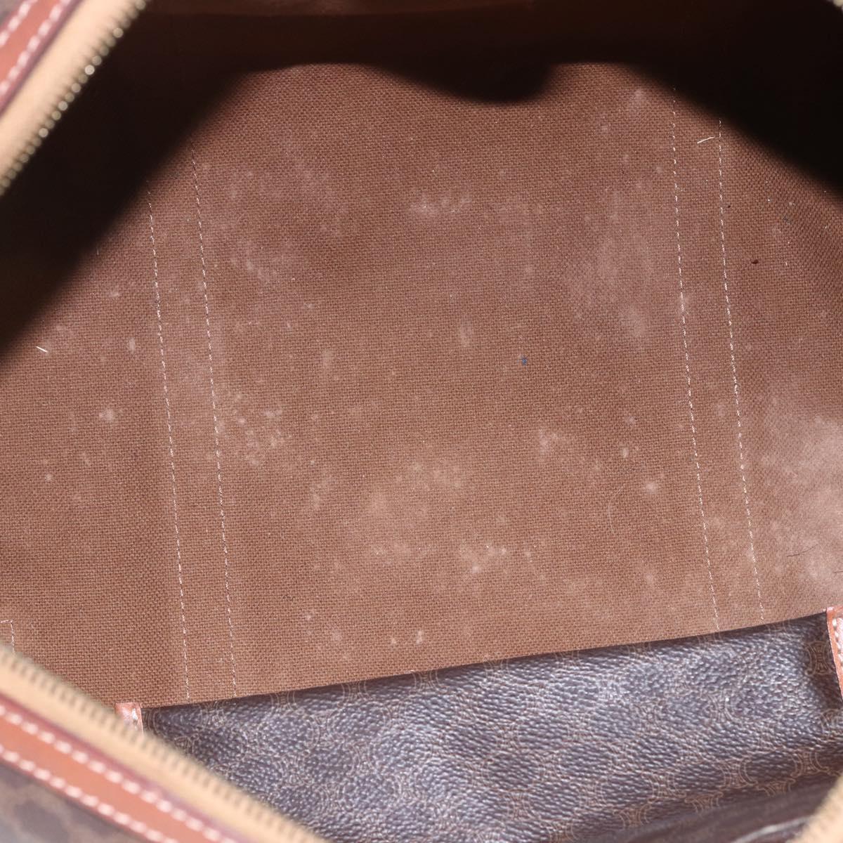CELINE Macadam Canvas Mini Boston Bag PVC Leather Brown Auth ki6058