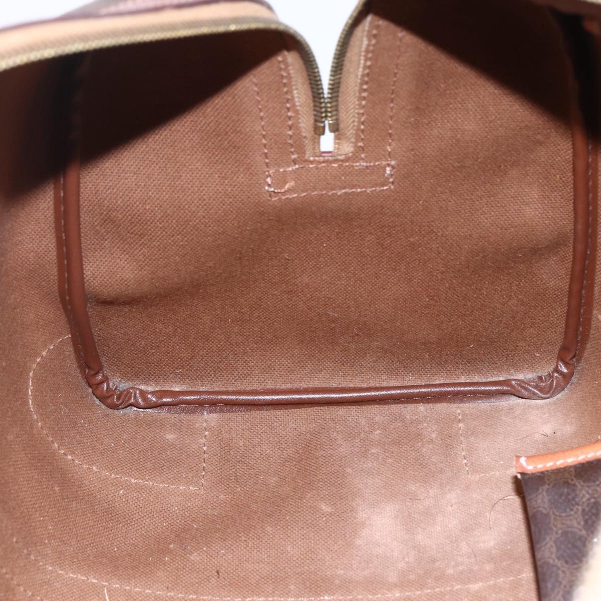 CELINE Macadam Canvas Mini Boston Bag PVC Leather Brown Auth ki6058