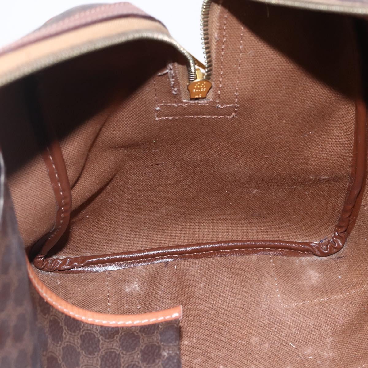 CELINE Macadam Canvas Mini Boston Bag PVC Leather Brown Auth ki6058