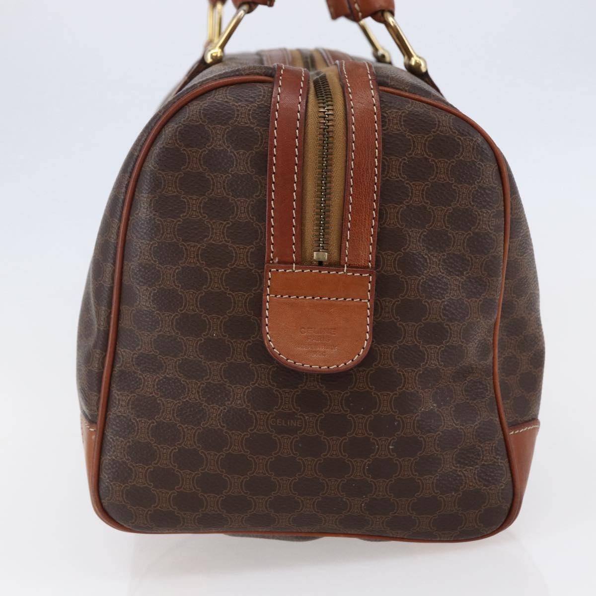 CELINE Macadam Canvas Mini Boston Bag PVC Leather Brown Auth ki6058