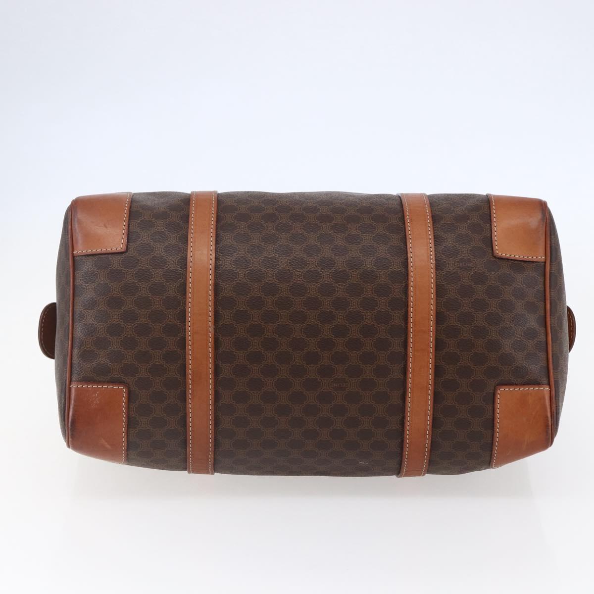 CELINE Macadam Canvas Mini Boston Bag PVC Leather Brown Auth ki6058