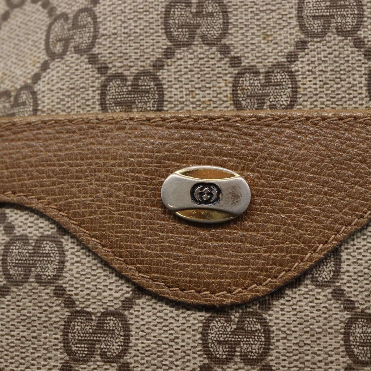 GUCCI GG Supreme Web Sherry Line Tote Bag PVC Leather Beige Red Auth ki6059