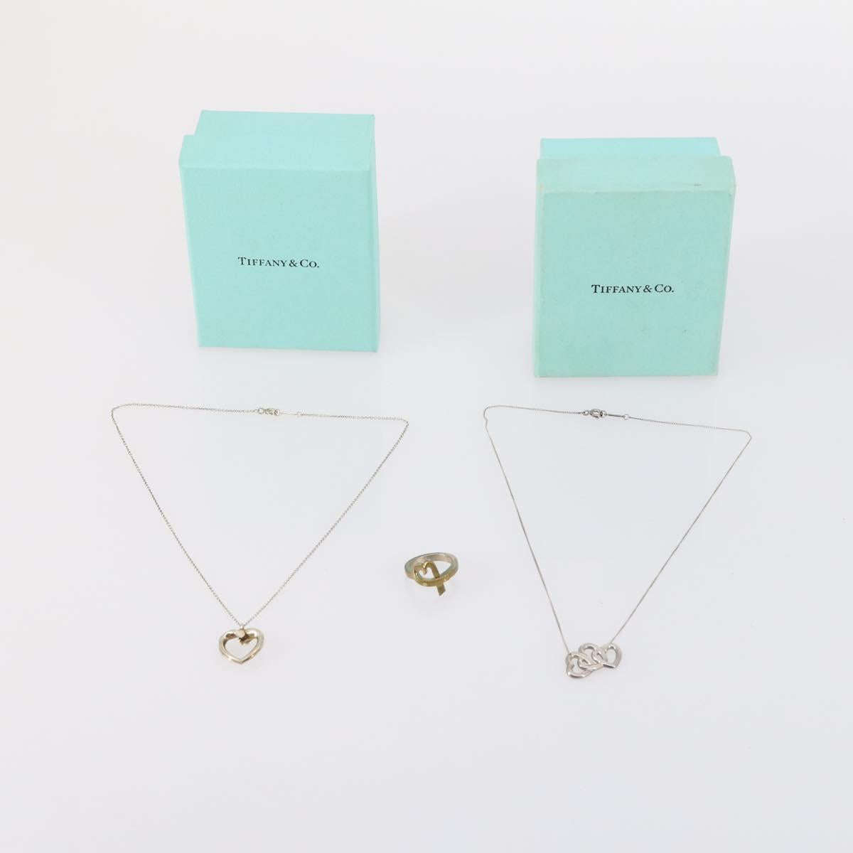 TIFFANY&Co. Heart Necklace Ring Ag925 3Set Silver Auth ki6061