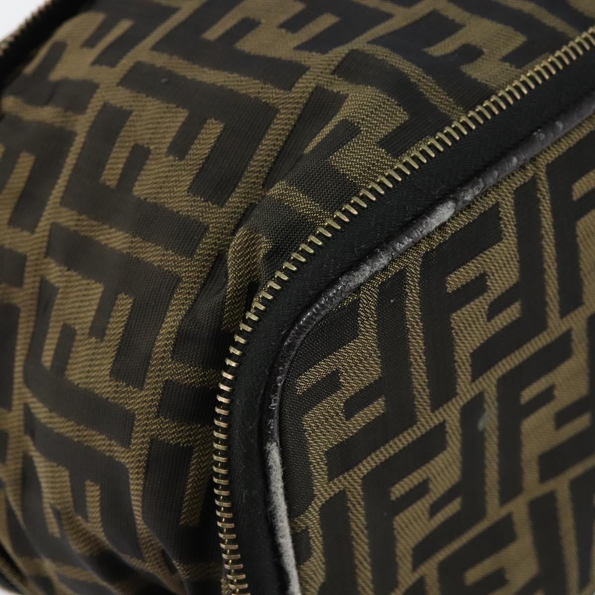 FENDI Zucca Canvas Vanity Hand Bag Brown Black Auth ki6064
