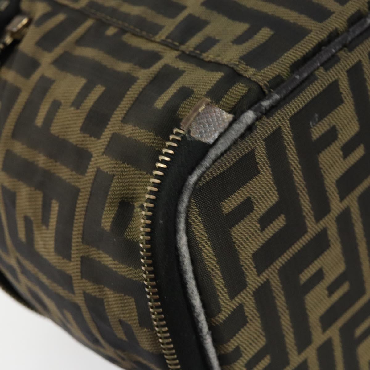 FENDI Zucca Canvas Vanity Hand Bag Brown Black Auth ki6064