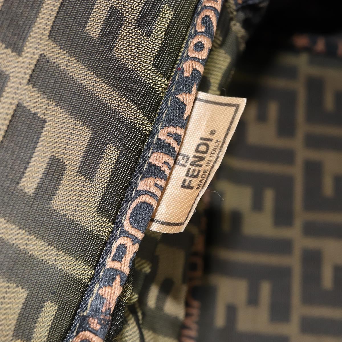 FENDI Zucca Canvas Vanity Hand Bag Brown Black Auth ki6064