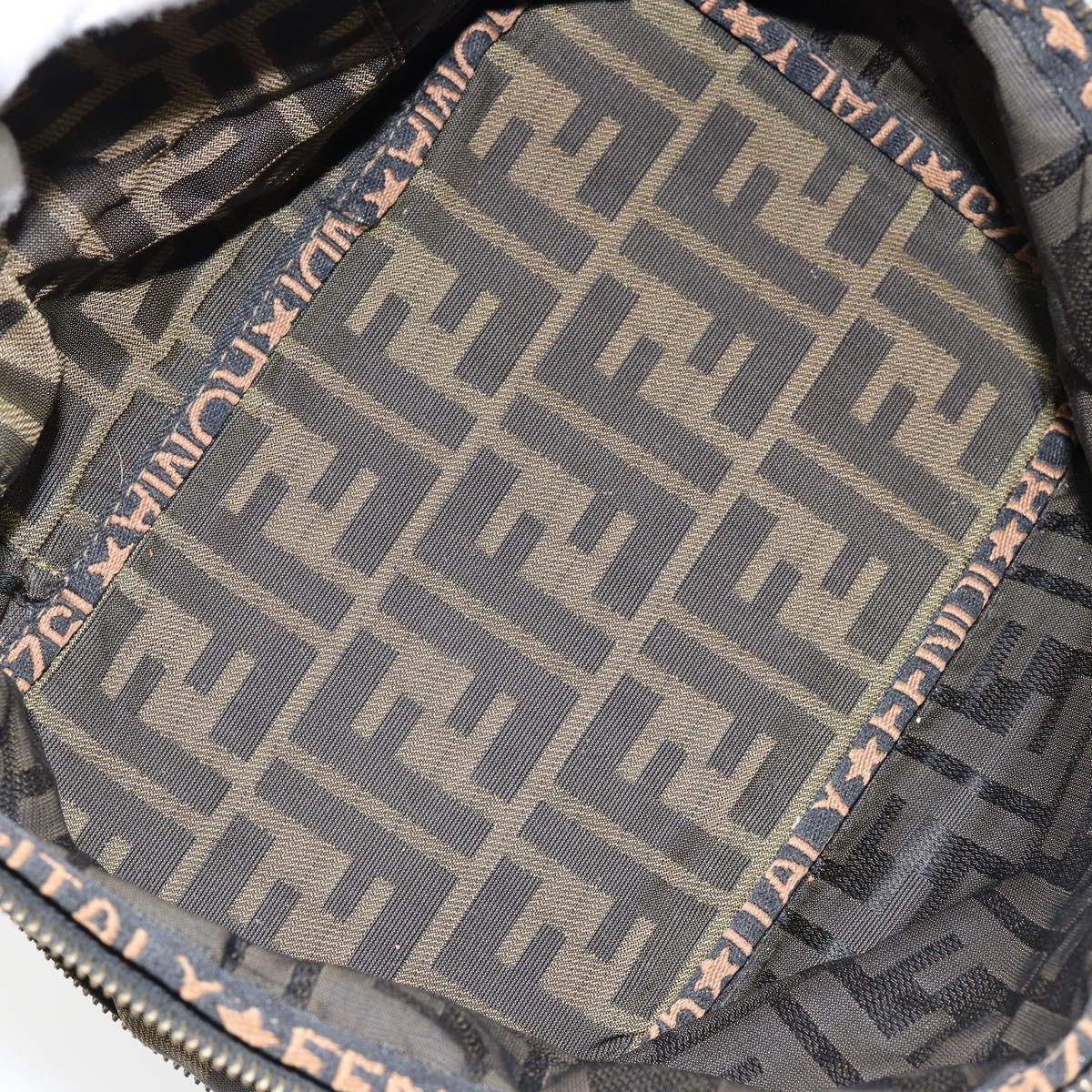 FENDI Zucca Canvas Vanity Hand Bag Brown Black Auth ki6064