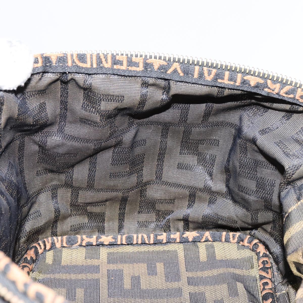 FENDI Zucca Canvas Vanity Hand Bag Brown Black Auth ki6064