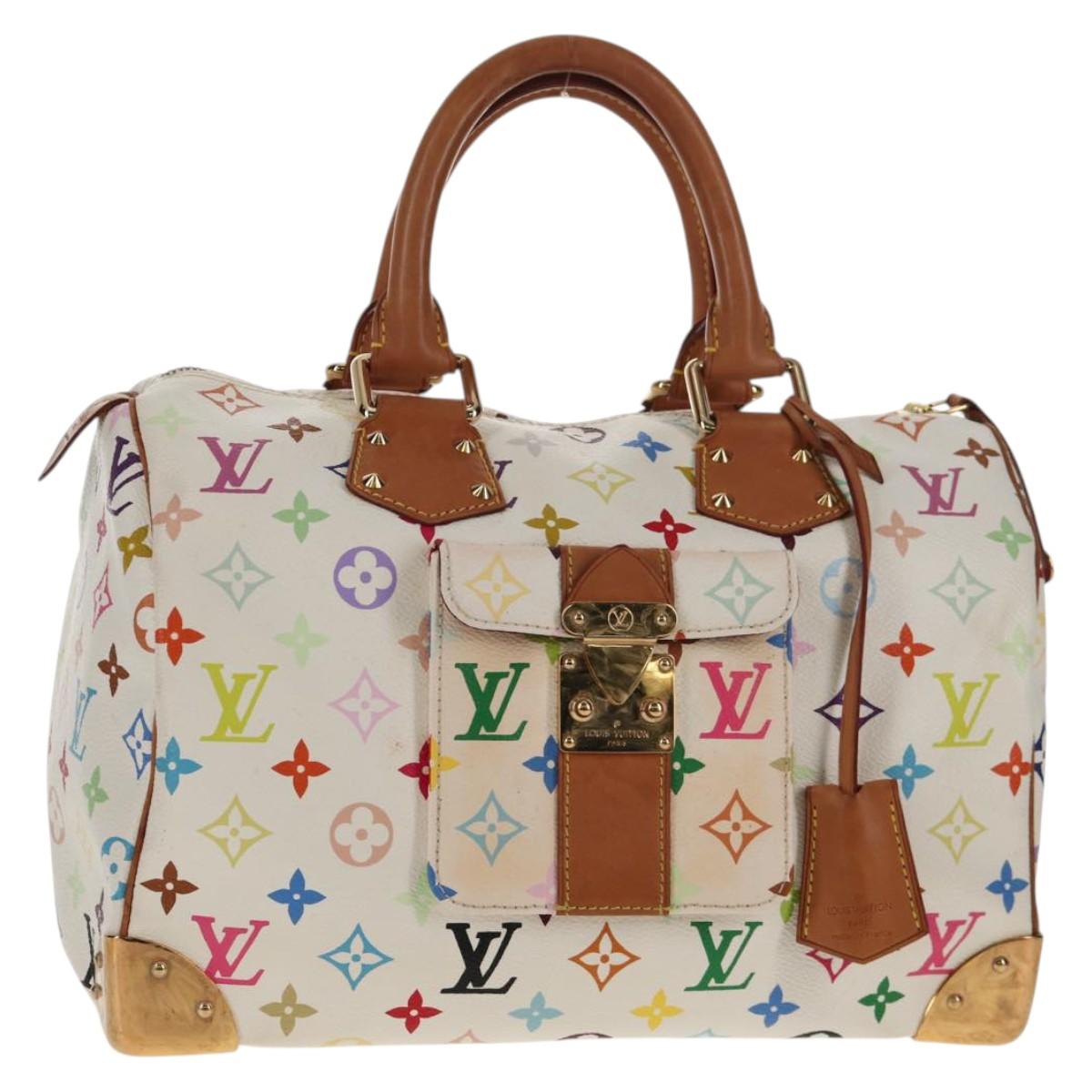 LOUIS VUITTON Monogram Multicolor Speedy 30 Hand Bag White M92643 LV Auth ki6066