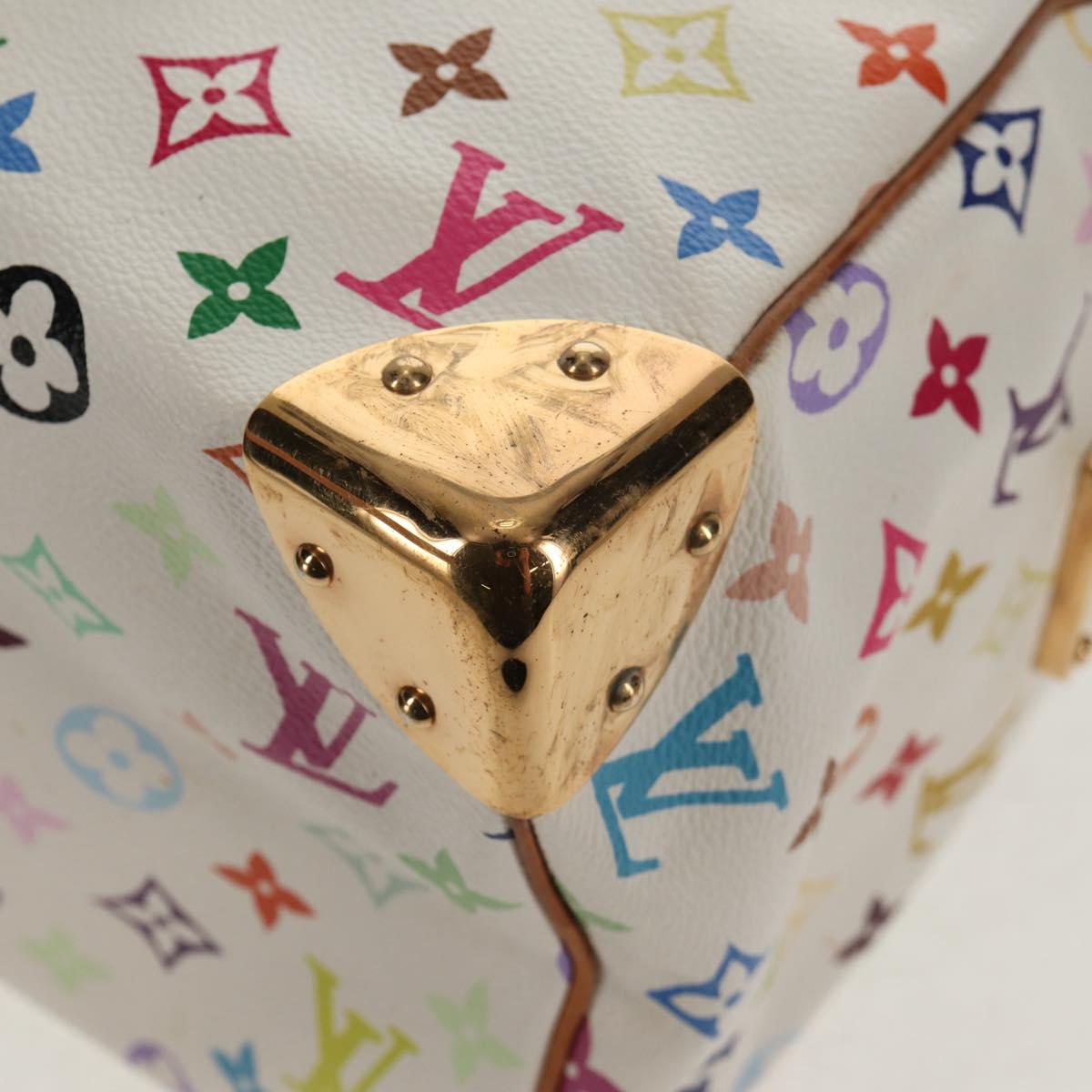 LOUIS VUITTON Monogram Multicolor Speedy 30 Hand Bag White M92643 LV Auth ki6066