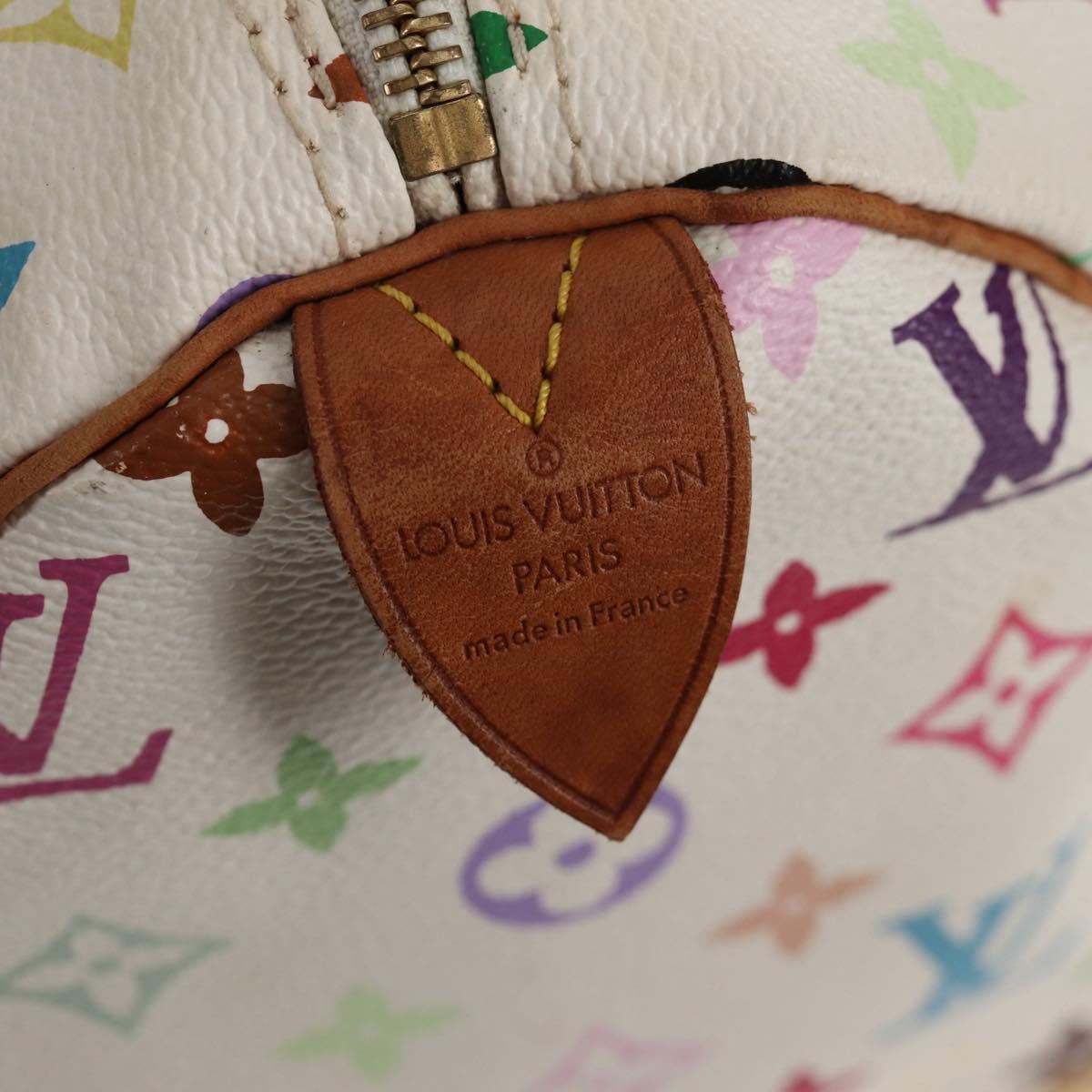 LOUIS VUITTON Monogram Multicolor Speedy 30 Hand Bag White M92643 LV Auth ki6066