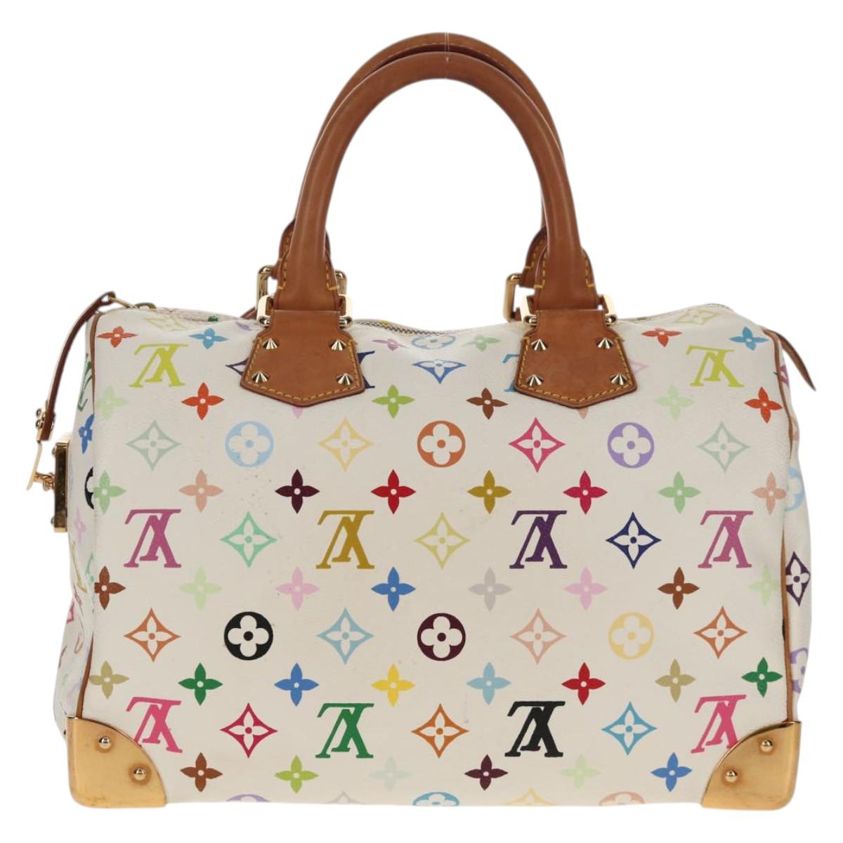 LOUIS VUITTON Monogram Multicolor Speedy 30 Hand Bag White M92643 LV Auth ki6066