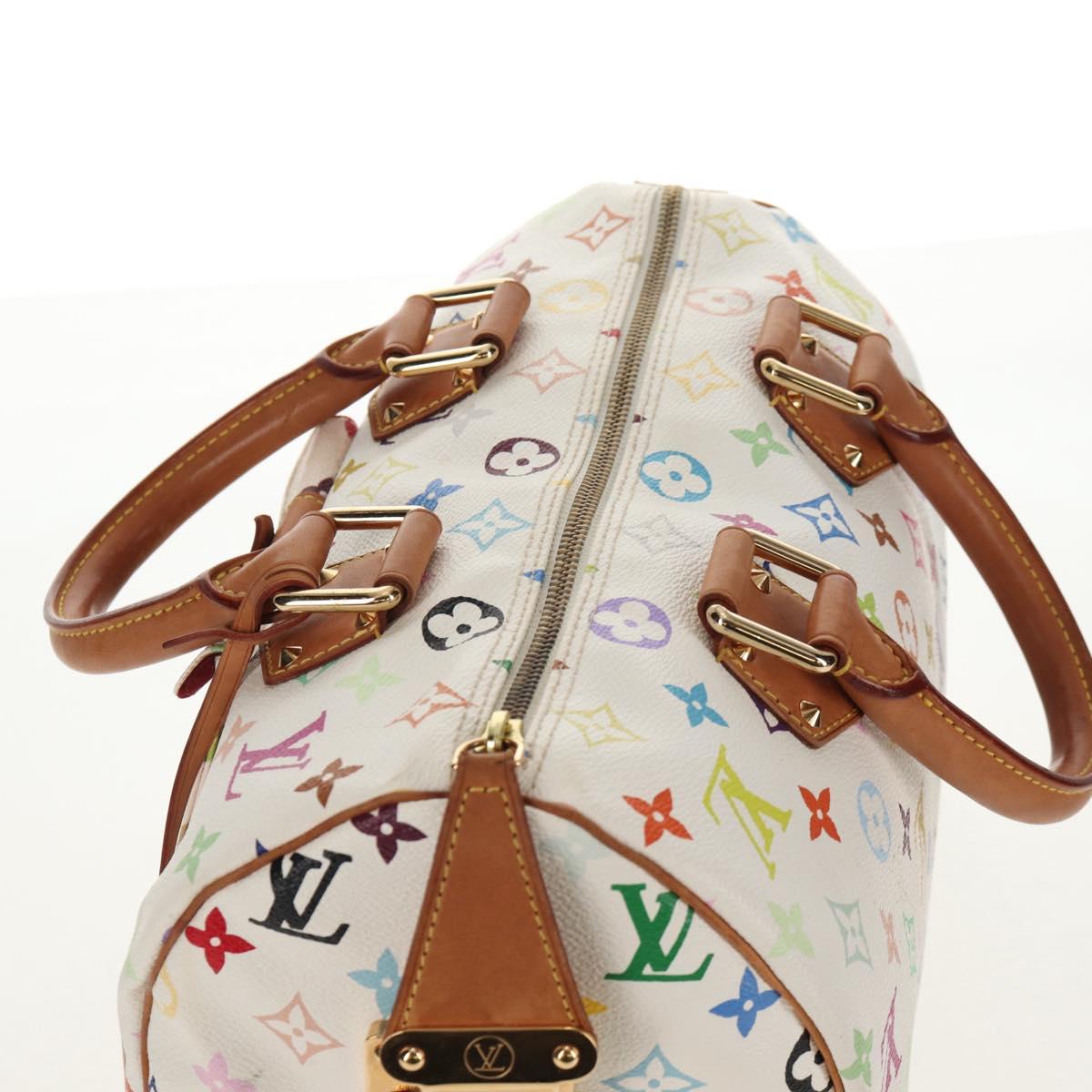 LOUIS VUITTON Monogram Multicolor Speedy 30 Hand Bag White M92643 LV Auth ki6066
