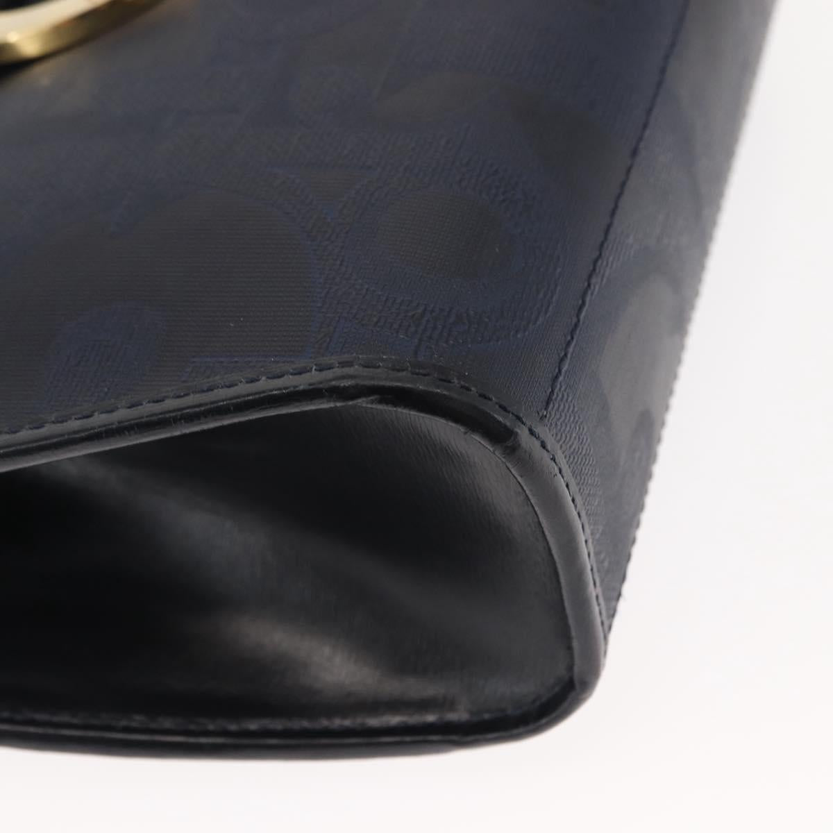 Christian Dior Trotter Canvas Shoulder Bag PVC Leather Navy Auth ki6068