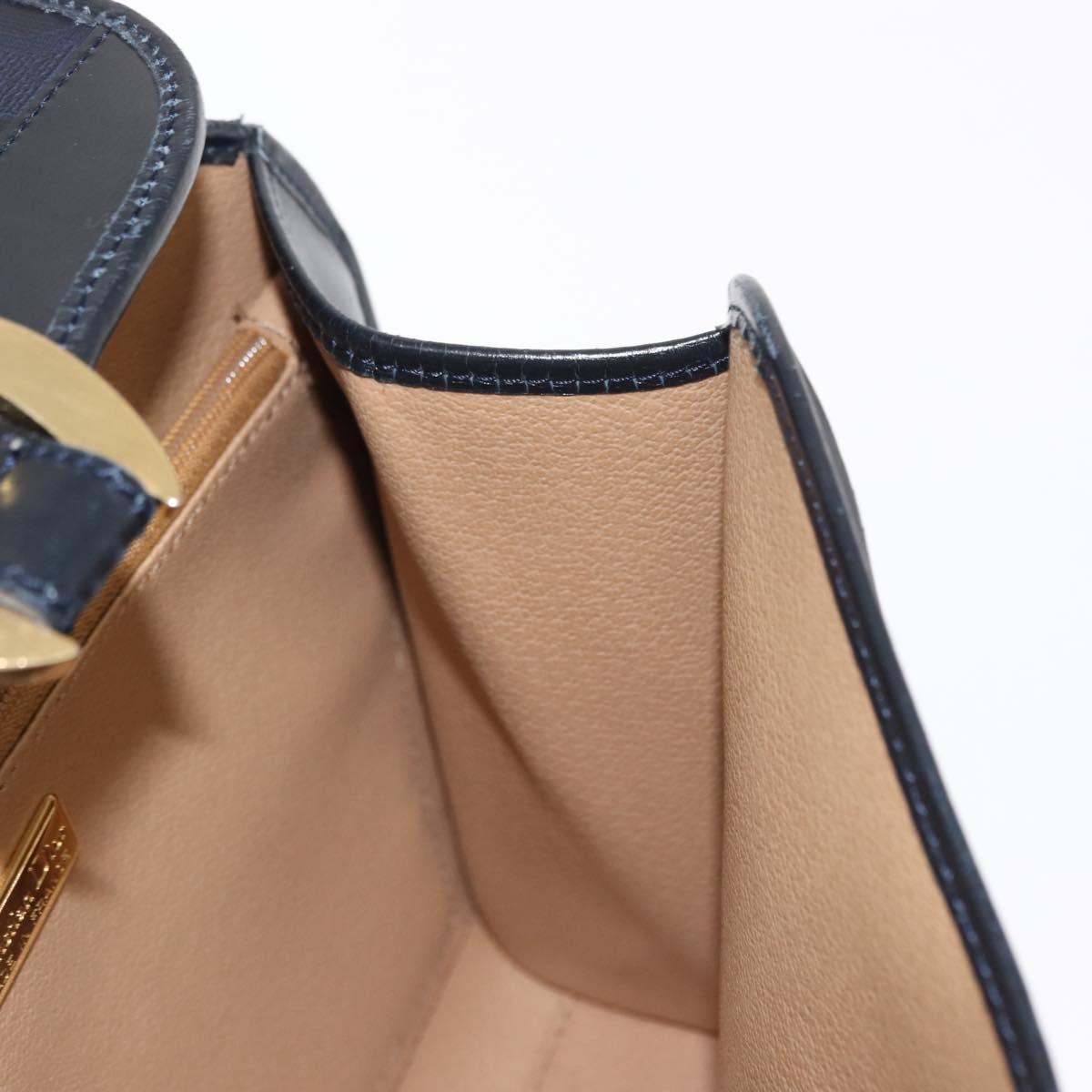 Christian Dior Trotter Canvas Shoulder Bag PVC Leather Navy Auth ki6068