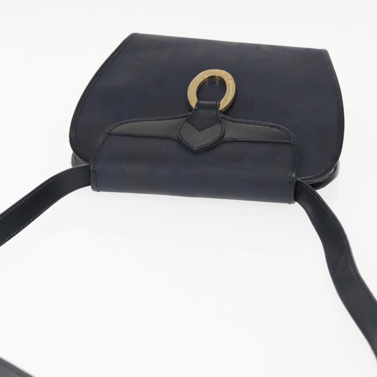 Christian Dior Trotter Canvas Shoulder Bag PVC Leather Navy Auth ki6068