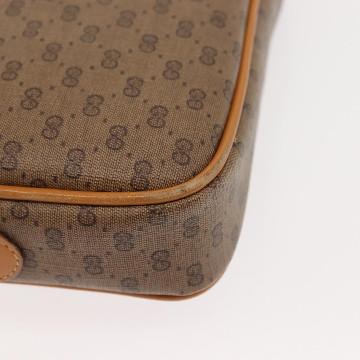 GUCCI Micro GG Canvas Shoulder Bag PVC Leather Beige Auth ki6069