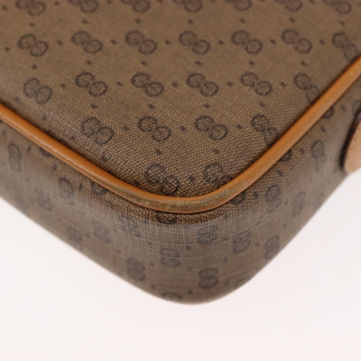 GUCCI Micro GG Canvas Shoulder Bag PVC Leather Beige Auth ki6069