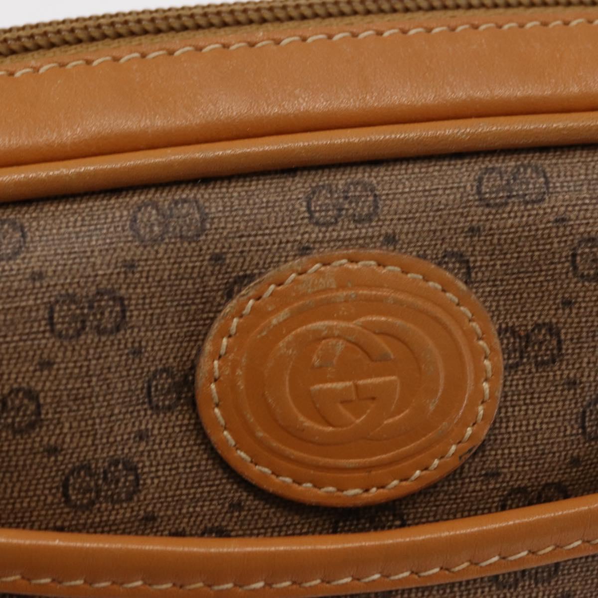 GUCCI Micro GG Canvas Shoulder Bag PVC Leather Beige Auth ki6069