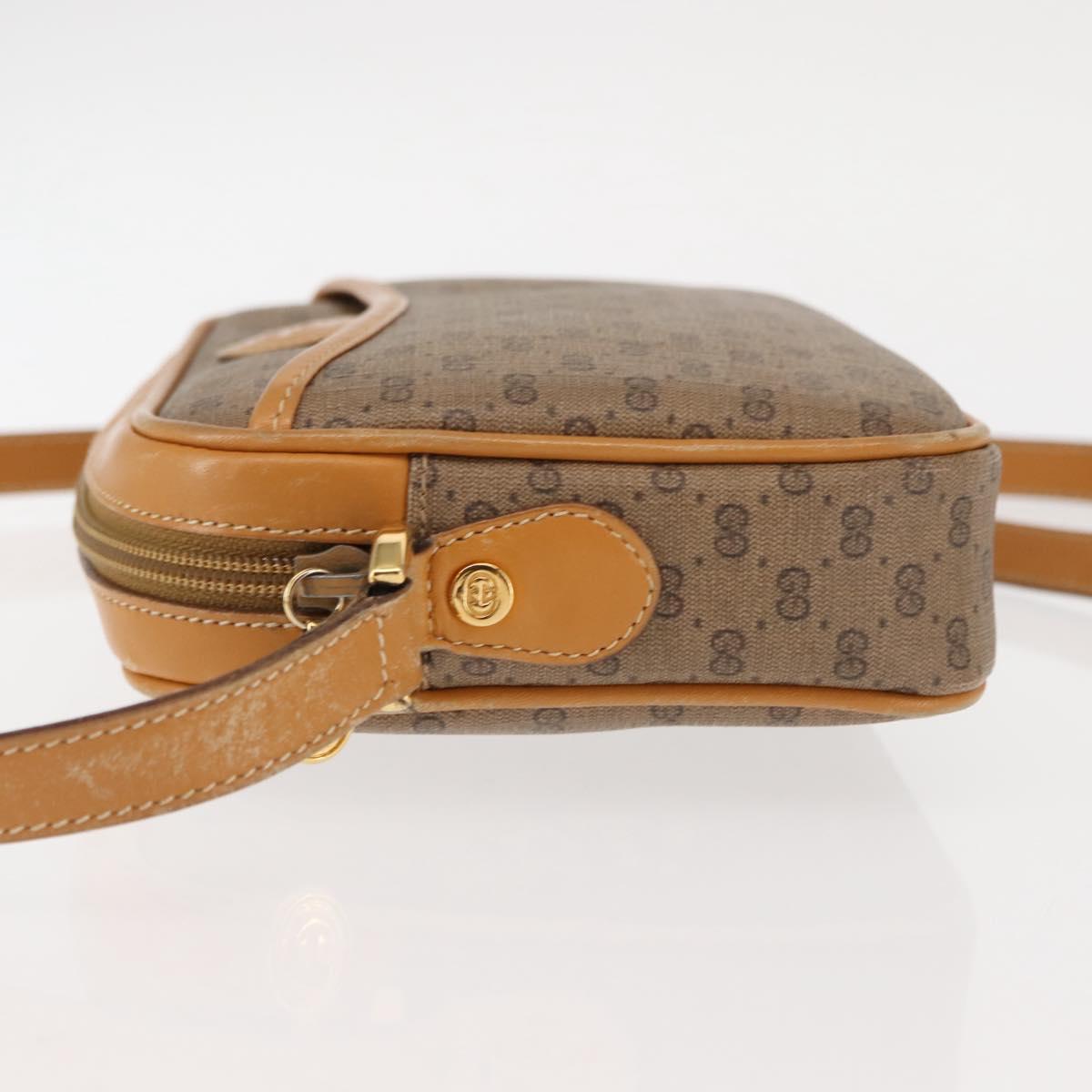 GUCCI Micro GG Canvas Shoulder Bag PVC Leather Beige Auth ki6069