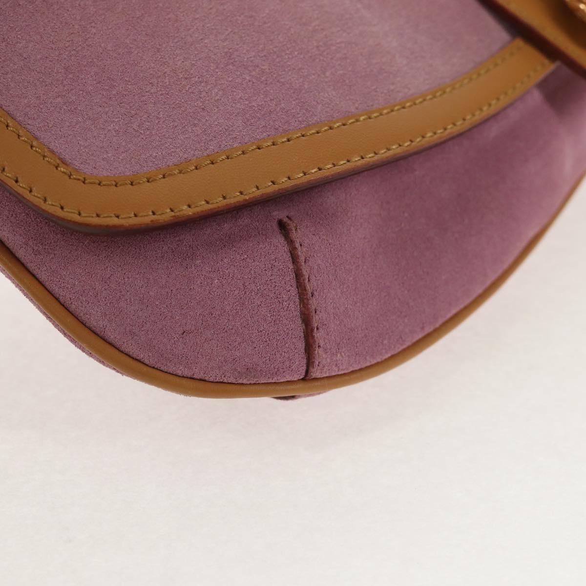 GUCCI Shoulder Bag Suede Leather Pink Beige Auth ki6070V