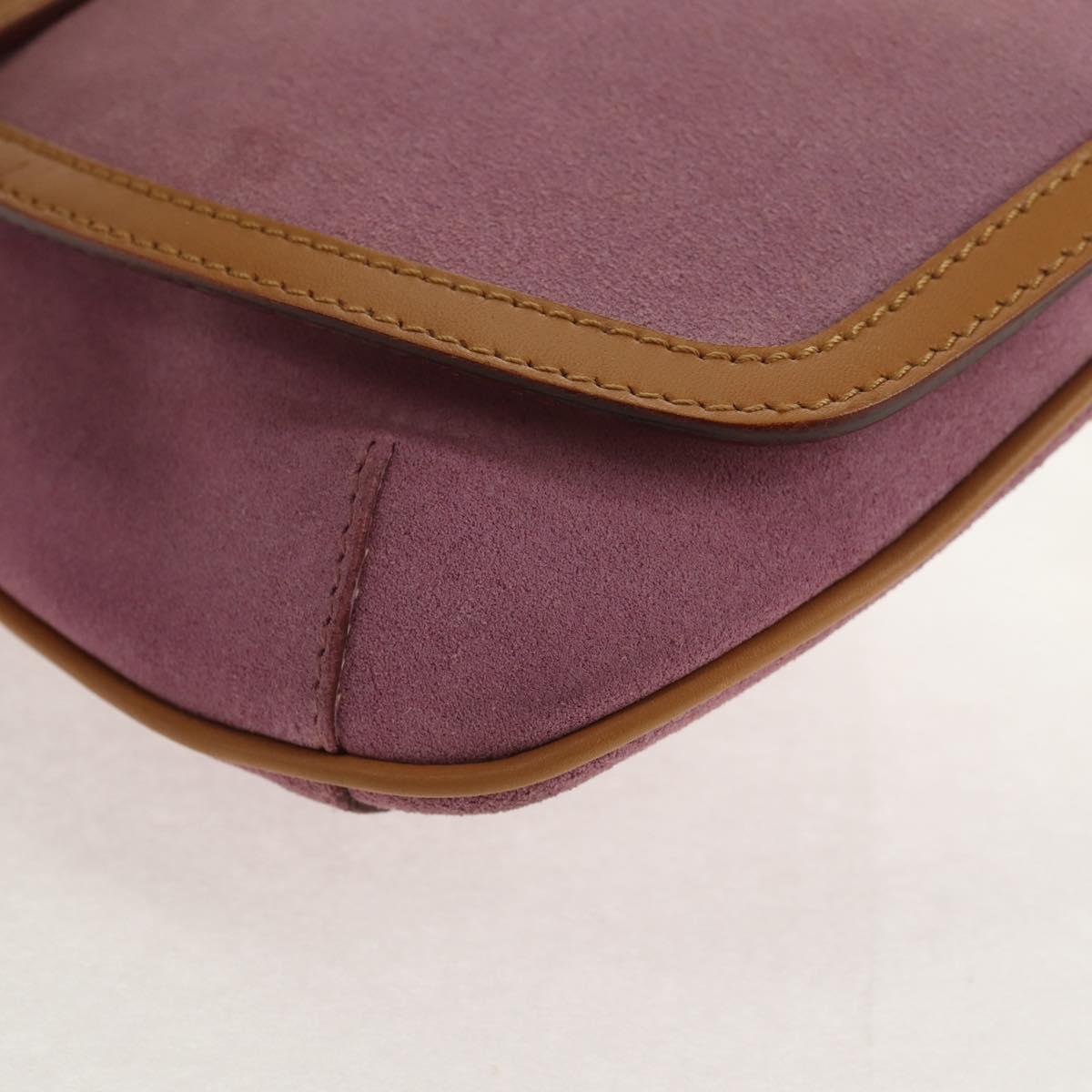 GUCCI Shoulder Bag Suede Leather Pink Beige Auth ki6070V