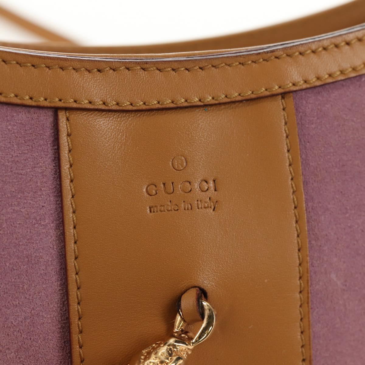 GUCCI Shoulder Bag Suede Leather Pink Beige Auth ki6070V