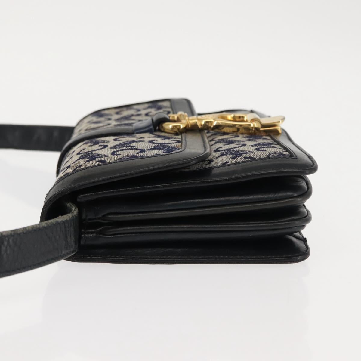 CELINE C Macadam Canvas Shoulder Bag Navy Auth ki6071