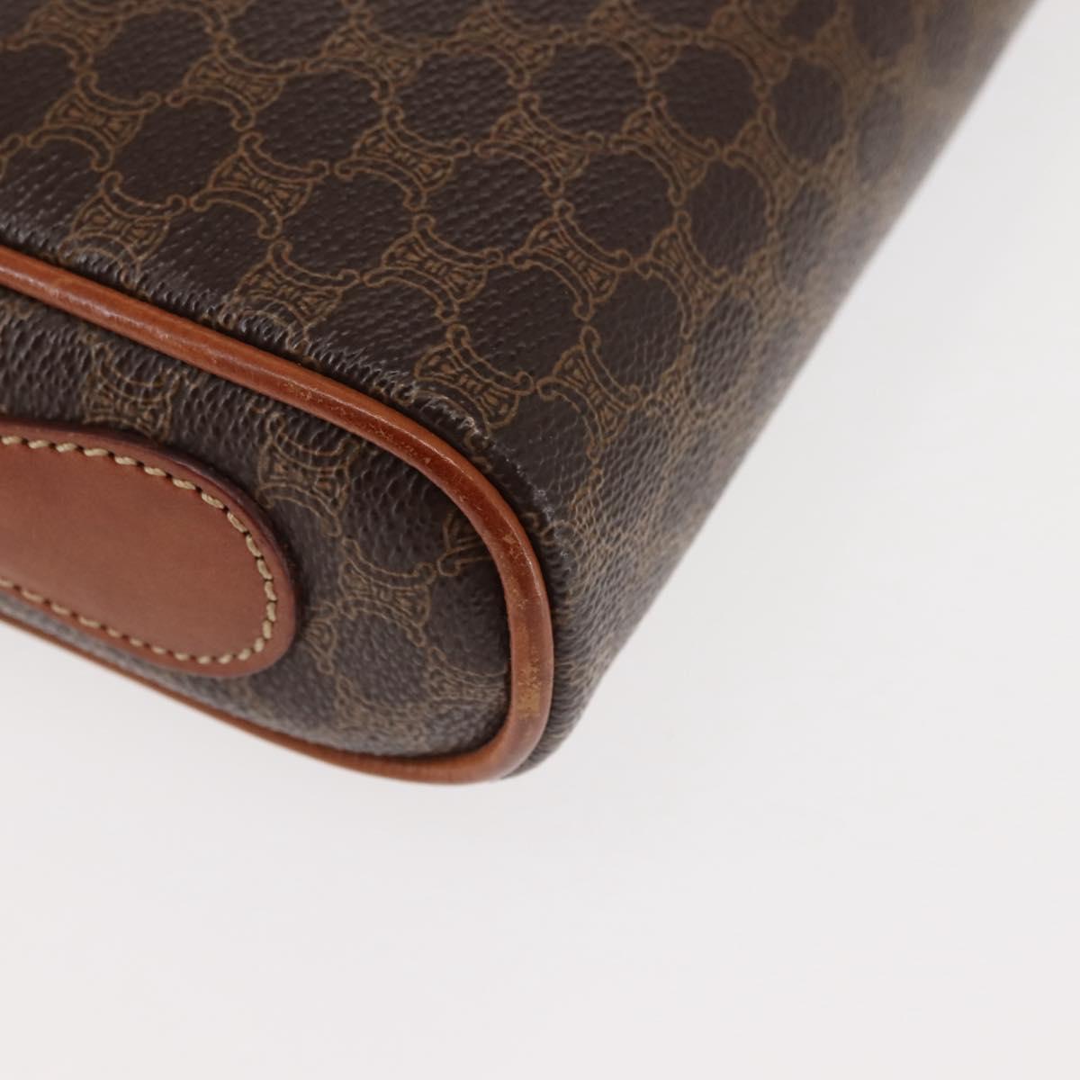 CELINE Macadam Canvas Shoulder Bag PVC Leather Brown Auth ki6072