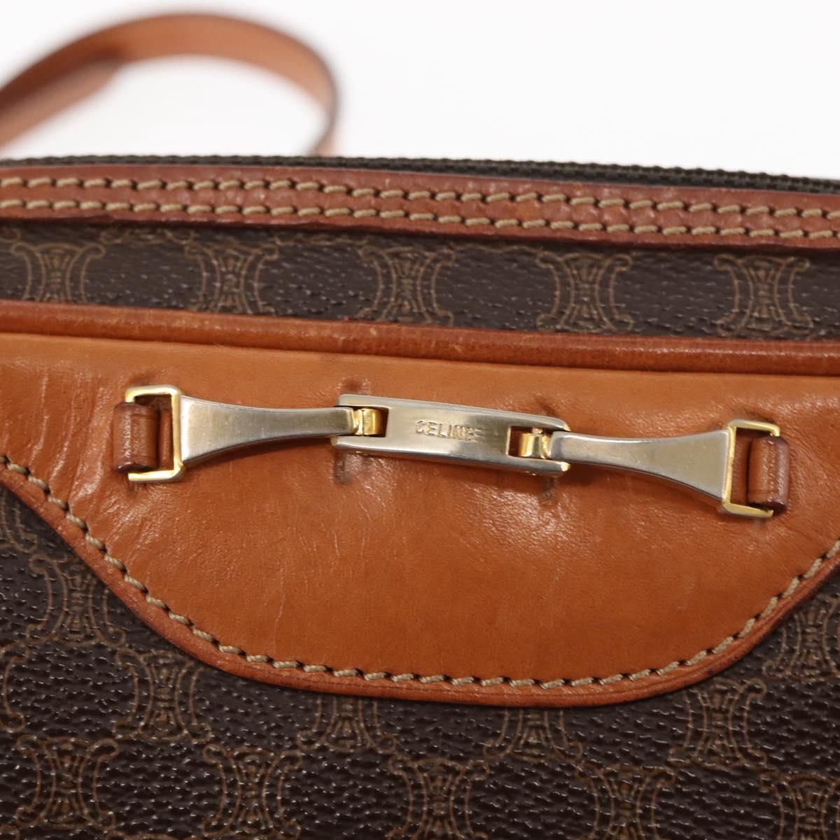 CELINE Macadam Canvas Shoulder Bag PVC Leather Brown Auth ki6072