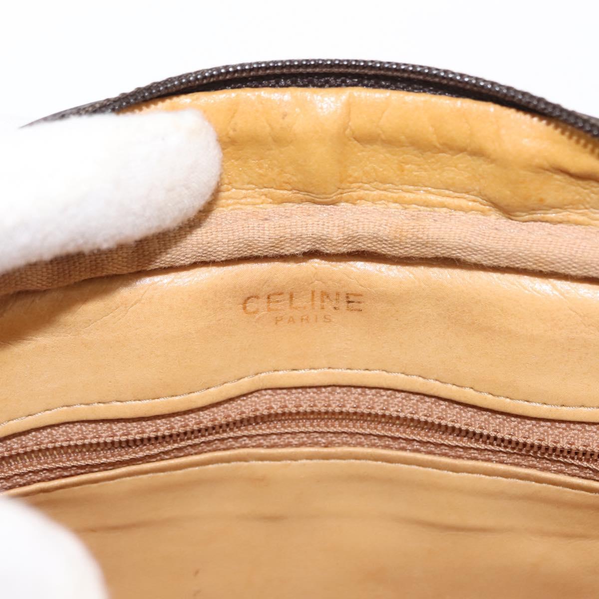 CELINE Macadam Canvas Shoulder Bag PVC Leather Brown Auth ki6072