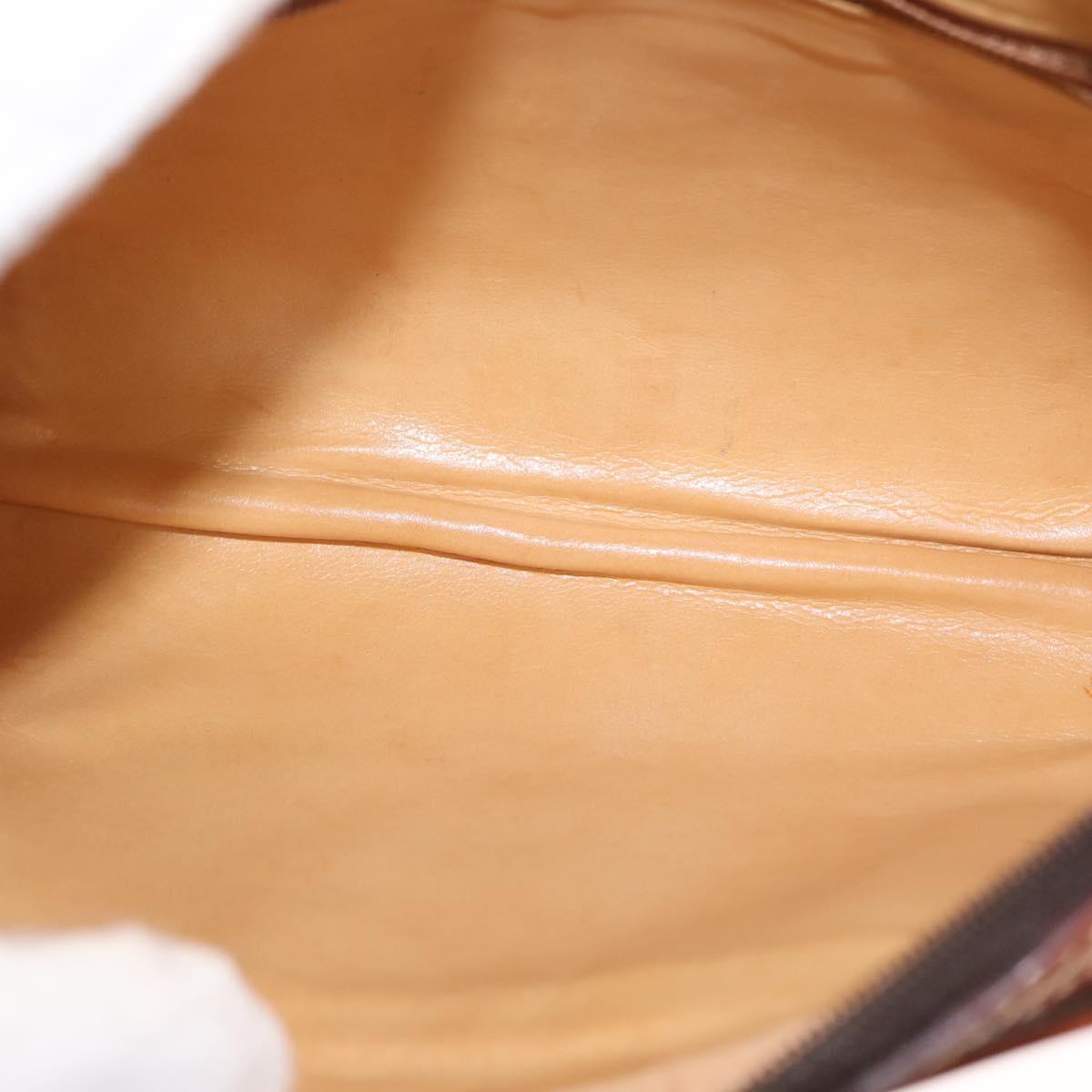 CELINE Macadam Canvas Shoulder Bag PVC Leather Brown Auth ki6072